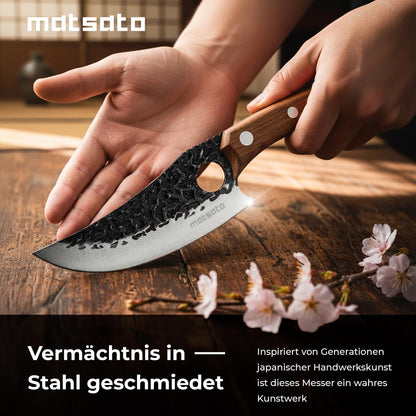 Matsato Messerset 3-teilig | Küchenmesser-Set mit Buchenholzgriff