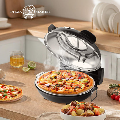 KLAIF Pizzaofen elektrisch 420 °C mit 31 cm Keramik-Pizzastein 1200 W