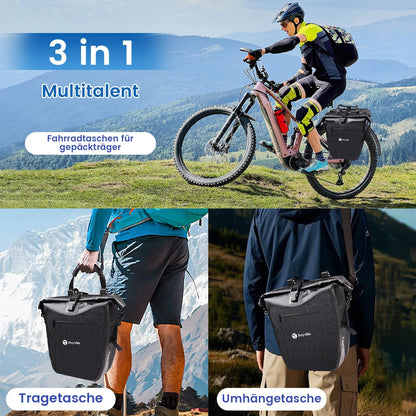Toyvile Gepäckträgertaschen 2er Set, wasserdichte Fahrradtaschen 48 L