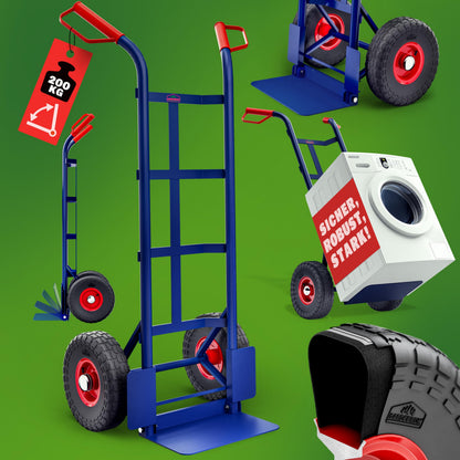 GARDEBRUK Sackkarre klappbar 200kg Luftbereifung – Blau