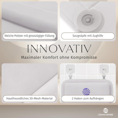 Omniverse Badewannenkissen Ganzkörper Badewannenmatte 125x40cm – Weiss