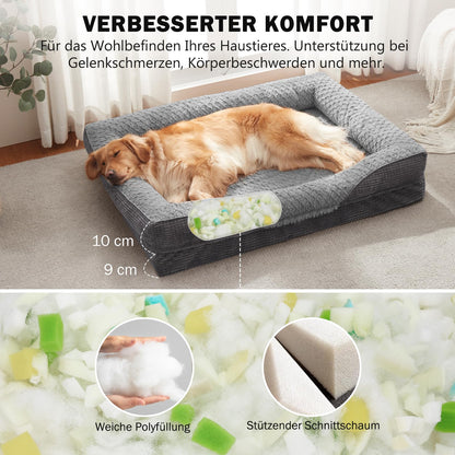 FURTIME Orthopädisches Hundebett Memory Foam, waschbar, 89 x 64 cm