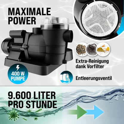 MONZANA Sandfilteranlage SF96K Poolfilter 9600 l/h selbstansaugend