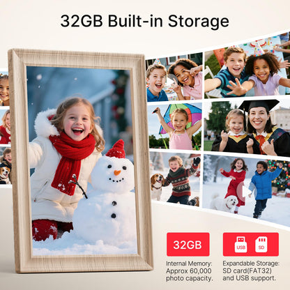 WONNIE Frameo Digitaler Bilderrahmen 10,1 Zoll WLAN Touchscreen 32 GB