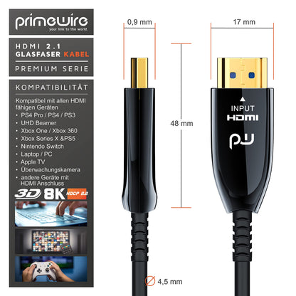 CSL Glasfaser HDMI Kabel 2.1 Ultra High Speed - 10m 8K 120Hz