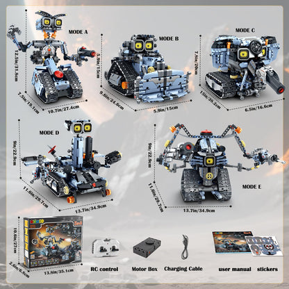 HiWEEGO Technik Roboter Bausatz 5-in-1 mit App, 699 Teile