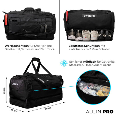 PASTE Sporttasche 68L mit Rucksackfunktion, Schuh- & Nassfach
