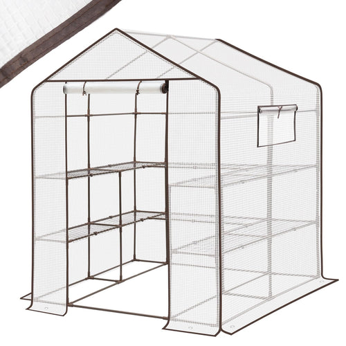 Sekey Foliengewächshaus 200x145x145 cm Balkon – Weiss. Rechteckiges weißes Foliengewächshaus für Pflanzenschutz und Anbau auf dem Balkon.