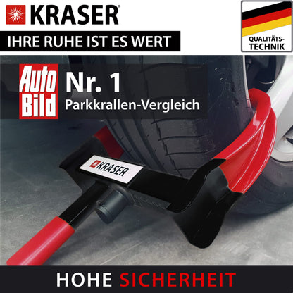 KRASER KR820 Radkralle – Parkkralle für Auto, Anhänger, Wohnmobil