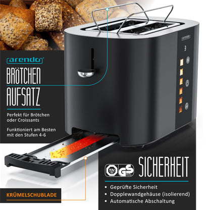 Arendo LEVEL TOUCH Edelstahl Toaster 2 Scheiben mit Touchscreen