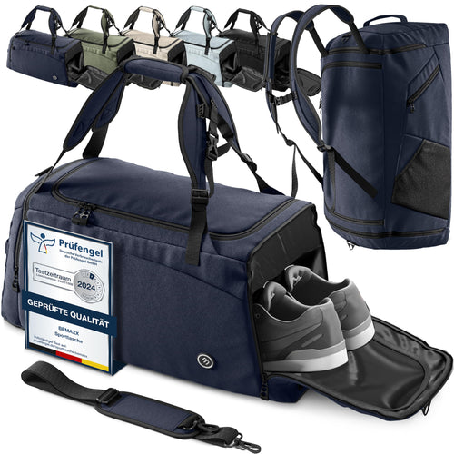 BeMaxx Sporttasche BLU60 mit Rucksackfunktion, 60 L, Blau, wasserabweisendes Polyestergewebe