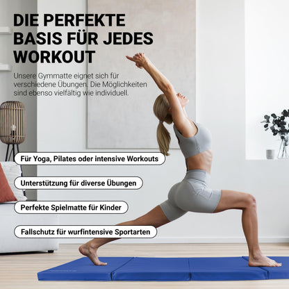 MSPORTS Turnmatte Premium klappbar – Blau 190x80x5 cm