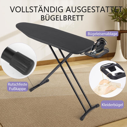 Aoufottes Dampfbügelbrett höhenverstellbar, 120 x 38 cm, schwarz