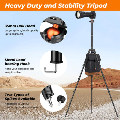 Victiv 200cm Kamera Stativ 2-in-1 - Aluminium Reisestativ