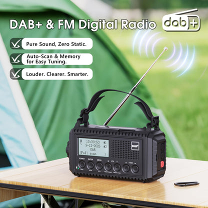 ROCAM CR1009PRO DAB Kurbelradio DAB+/UKW Solar Notfallradio 5000mAh