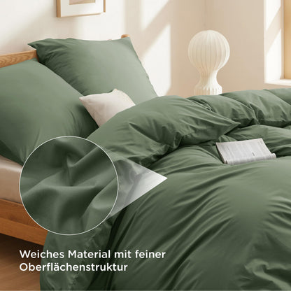 BEDSURE Bettwäsche-Set 135x200 cm Baumwolle, 4-teilig, Grauolivgrün