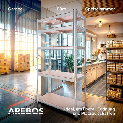 Arebos Schwerlastregal 2er Set, 180 x 90 x 40 cm, 875 kg, verzinkt