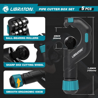 LIBRATON Rohrschneider Set 3-50 mm für Kupfer, PEX und PVC