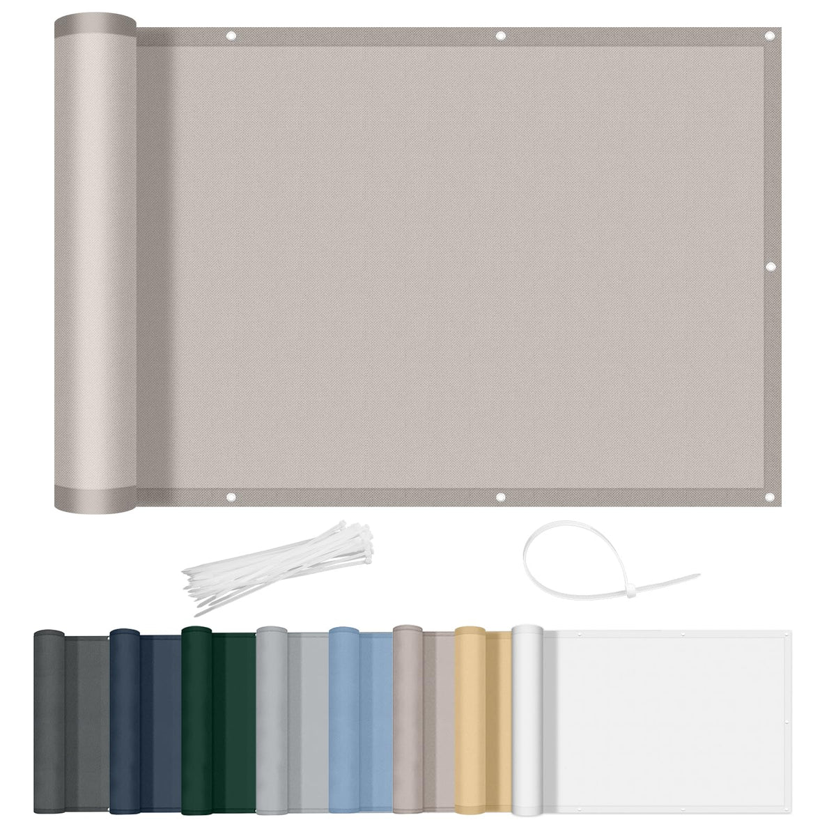 AXT SHADE Balkon Sichtschutz 90x800 cm wetterfest Taupe, blickdichte Polyesterbespannung mit Aluminiumösen