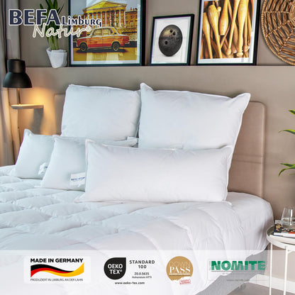 BEFA NATUR Daunenkissen 3-Kammer 80x80 cm - 90% Daunen
