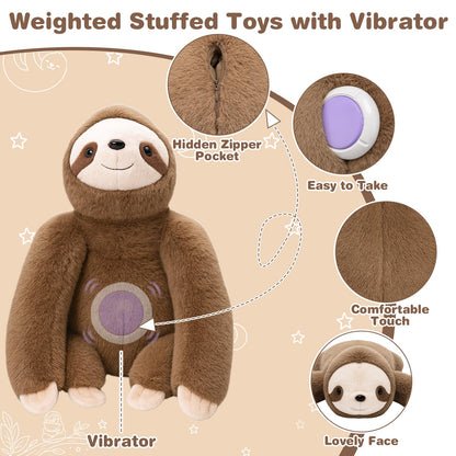 Joyreal Gewichtetes Kuscheltier Faultier 1,5 kg mit Vibration