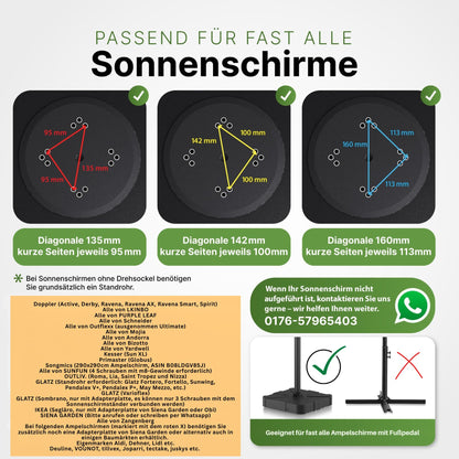 Gartenzeit Sonnenschirmständer befüllbar rollbar bis 162 kg schwarz
