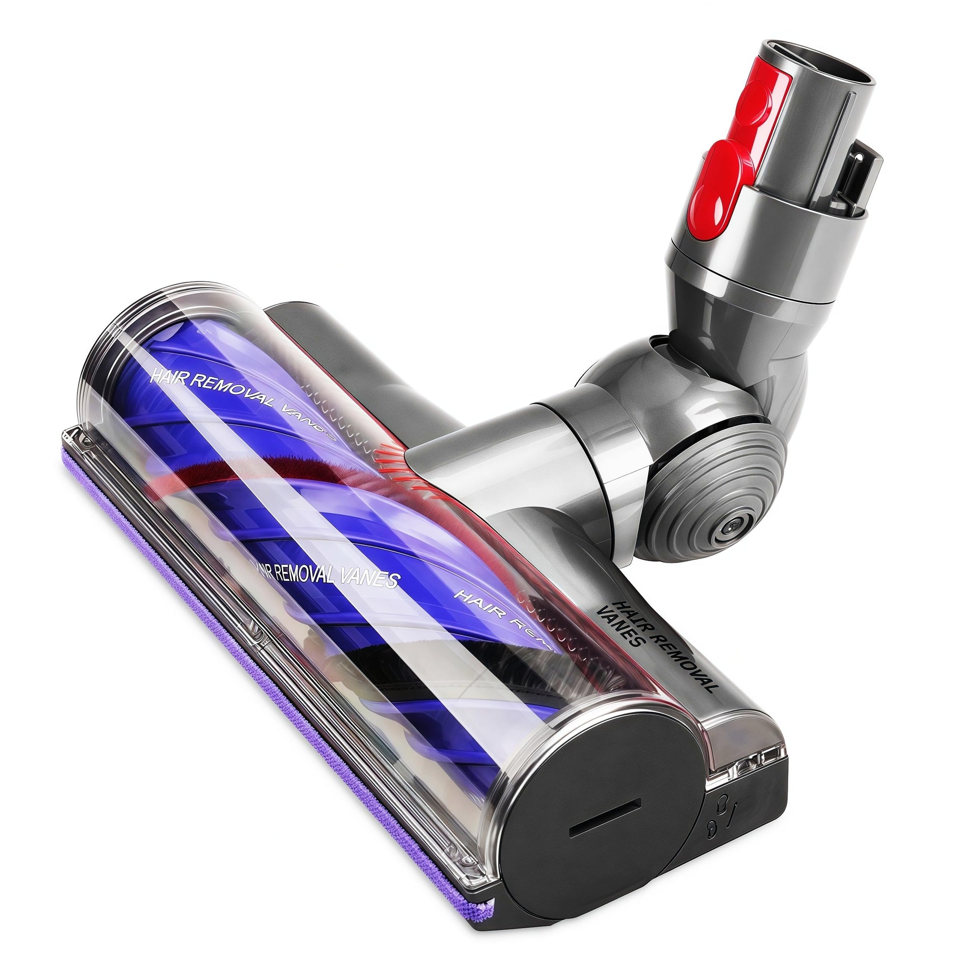 Dyson V7 V8 V10 V11 V15 – Anti-Verwicklungs Ersatzbürste, zylindrisch, grau-transp. m. farbigen Borsten, erhält Saugkraft.