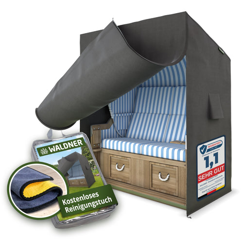 WALDNER Strandkorb Schutzhülle Oxford 600D, 155 x 90 x 160 cm, grau – wasserdichte Abdeckung