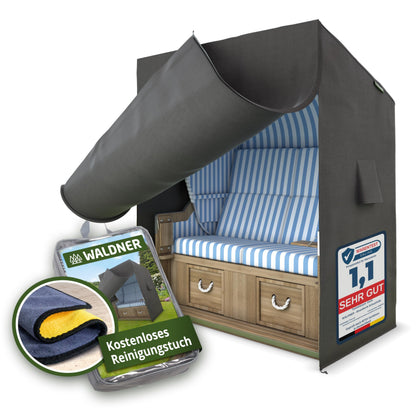 WALDNER Strandkorb Schutzhülle Oxford 600D, 120 x 90 x 160 cm, grau – wasserdicht mit PVC-Innenbeschichtung