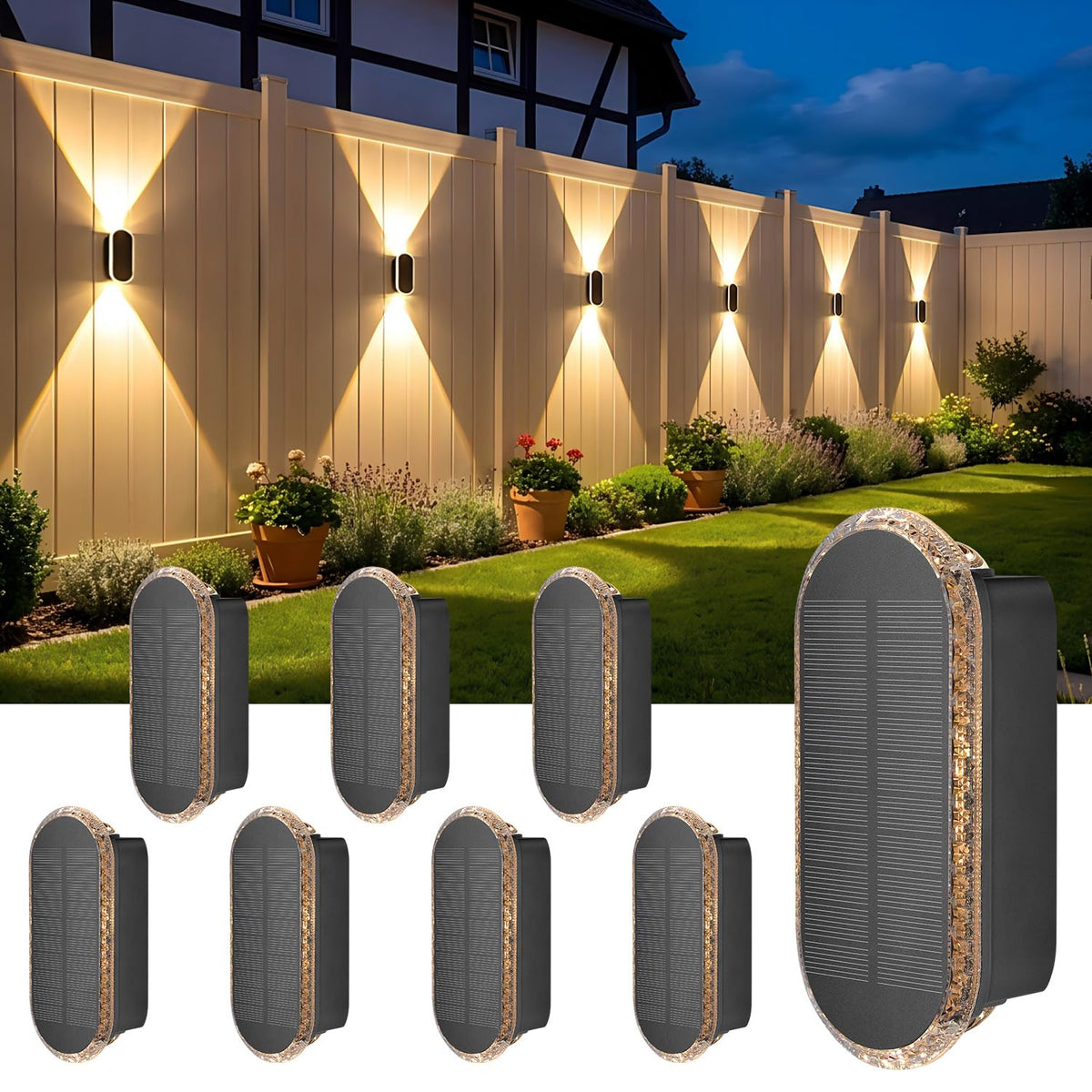 ELLASAY Solar Wandleuchte Aussen Up-and-Down IP65 8er-Pack zur solarbetriebenen Wandbeleuchtung