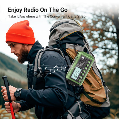 Mesqool Kurbelradio AM/FM/SW, Notfallradio mit Powerbank & SOS-Alarm