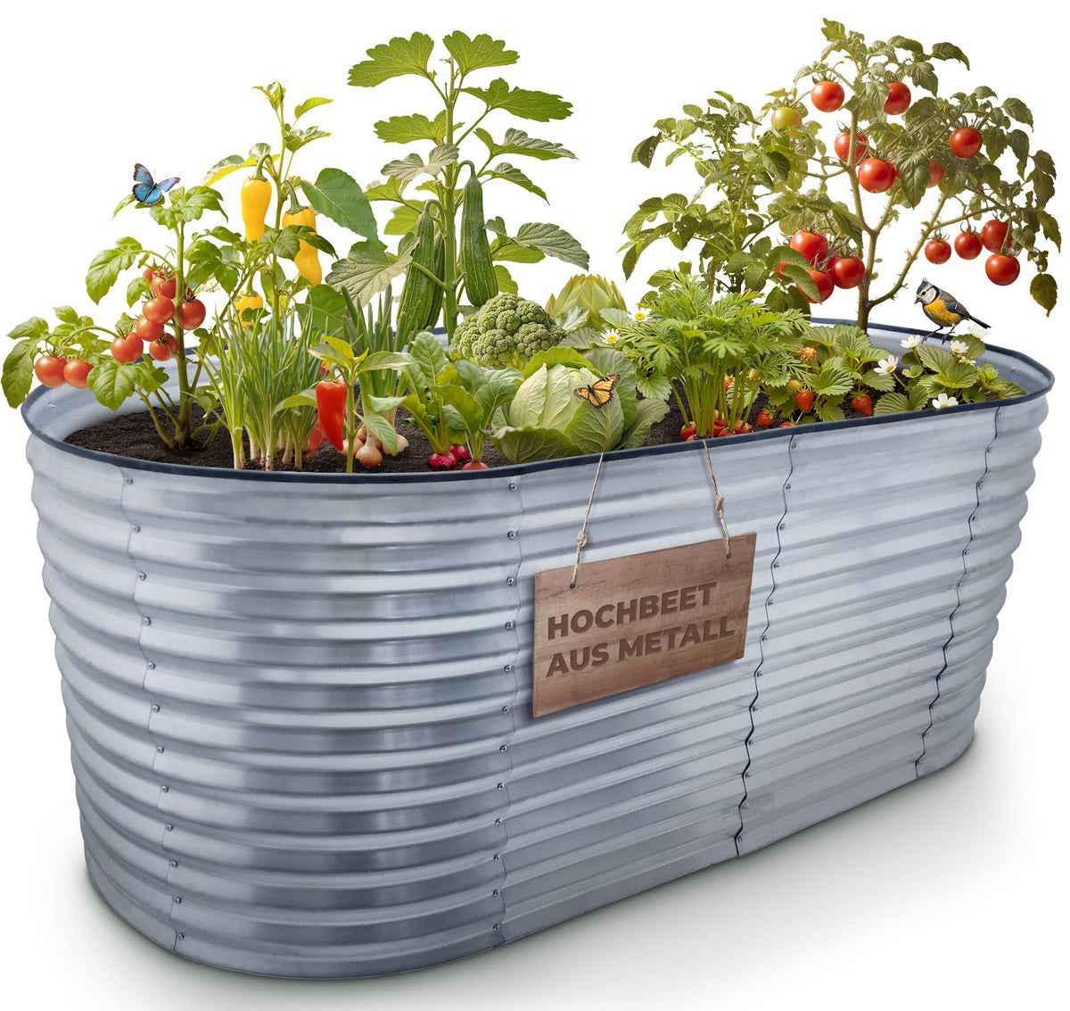 STREND PRO Hochbeet Metall 200x100x80 cm aus verzinktem Stahl für Gemüse, Kräuter und Blumen