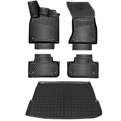 ELMASLINE Audi Q5 2016-2025 Gummimatten & Wanne Set – Hoher Rand. Schwarz, passgenau. Schützt den Innenraum vor Schmutz und Nässe.