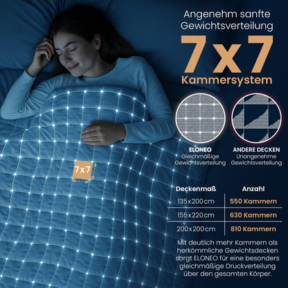 ELONEO Gewichtsdecke 135x200 cm 11 kg aus 100 % Baumwolle