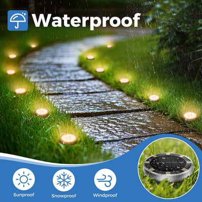Peasur Solar Bodenleuchten Aussen 12 Stück, 8 LED, warmweiss
