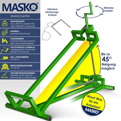 MASKO XXL Rasentraktorheber 450 kg +45° Neigung Grün
