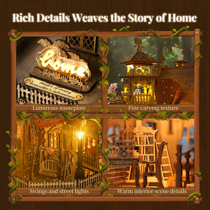 FUNPOLA LED 3D Holzpuzzle Miniatur Bausatz – Rural Cottage