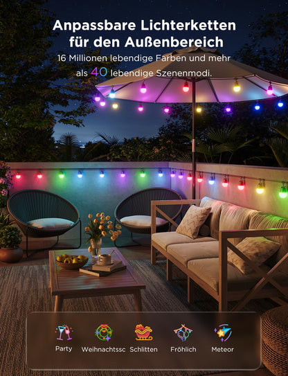 Govee Aussen 2 LED Lichterkette – RGBICW Dimmbar 15M