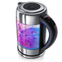 Arendo BLOOM Glas-Wasserkocher mit Temperatureinstellung, 1,7 l – Gehäuse aus Glas und Edelstahl, LED-Kranz am Boden