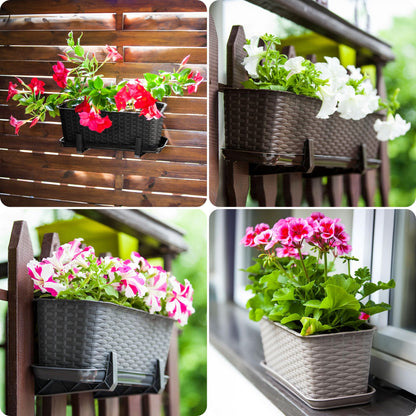 KADAX Blumenkasten 60 cm 4er Set Balkonkasten Kunststoff Anthrazit