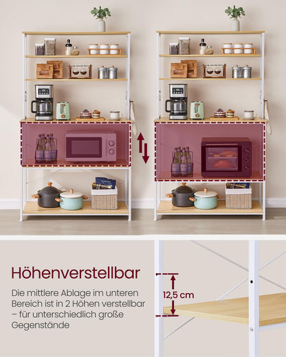 VASAGLE KKS039Y09 Küchenregal - Goldeiche-Wolkenweiss