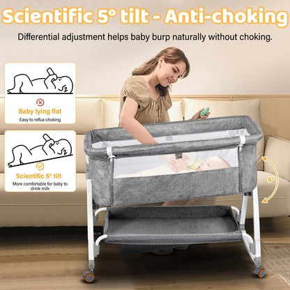 NIKYJM Beistellbett Baby 3-in-1 – Stubenwagen & Reisebett