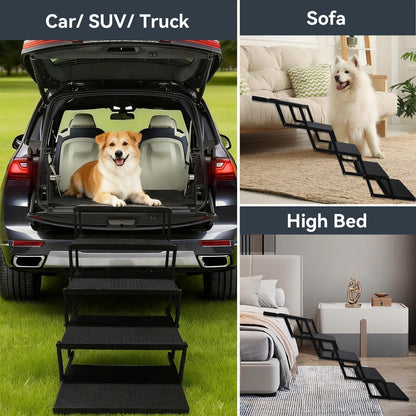 Niubya Hundetreppe Auto klappbar, 5 Stufen, bis 90 kg