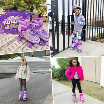 Nattork Kinder Rollschuhe für Mädchen, 4 Grössen verstellbar