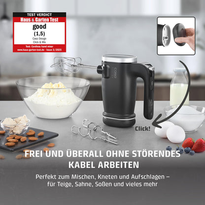 CASO Click & Mix Kabelloser Handmixer, 8 Stufen, mit Akku