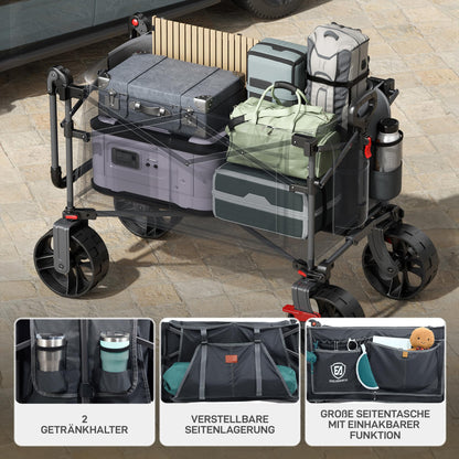 EVER ADVANCED Bollerwagen XXL faltbar 225 L bis 150 kg mit Dach