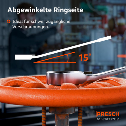 PRESCH Ringratschenschlüssel-Set 12-teilig, 6-19 mm, umschaltbar