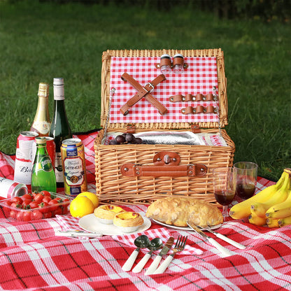 ZORMY Picknickkorb für 2 Personen mit Besteck, Rotes Karo