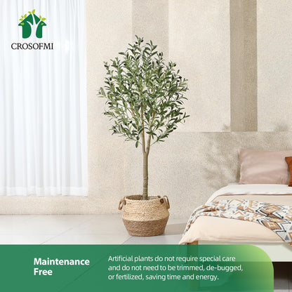 CROSOFMI Künstlicher Olivenbaum 150 cm im Topf für Innen und Aussen