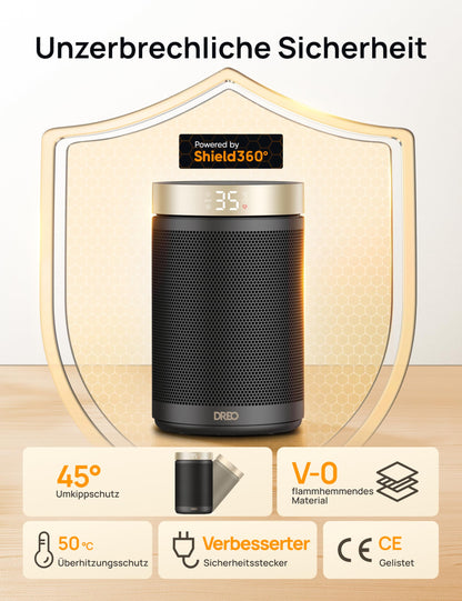 Dreo Atom 316 Heizlüfter, 1500 W Keramik mit Thermostat, Gold